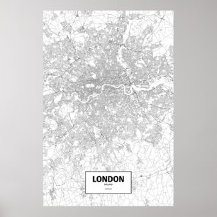 ロンドン、イングランド（黒の白） ポスター