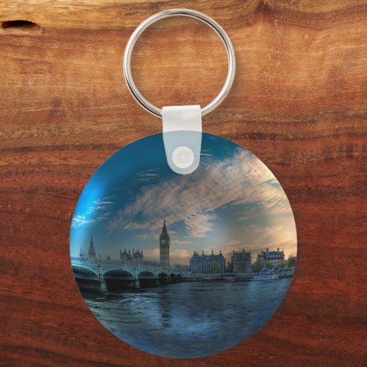 ロンドン・ウェストミンスター市街の写真ボール キーホルダー (正面)