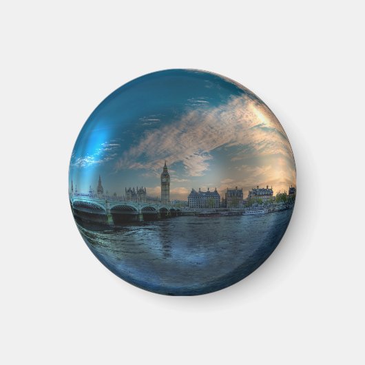 ロンドン・ウェストミンスター市街の写真ボール マグネット (正面)