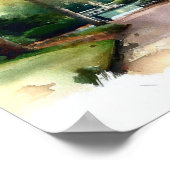 ロンドン – オランダ公園(A)、水彩画 ポスター (角)