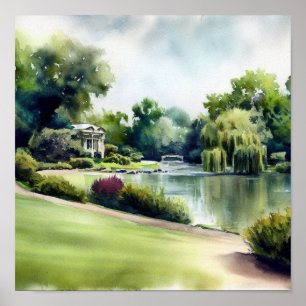 ロンドン – オランダ公園(B)、水彩画 ポスター