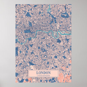 ロンドン – キ統一されたングダムブリージー市の地図  ポスター