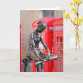 ロンドン コヴェントガーデンのバレリーナ像のグリーティングカード カード (黄色い花)