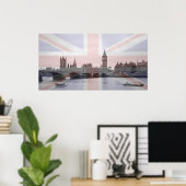 ロンドン・スカイライン・ユニオン・ジャック国旗 ポスター (ホームオフィス)