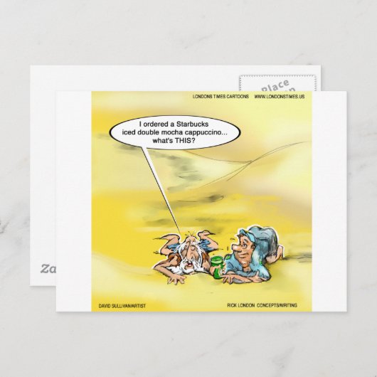 ロンドン・タイムズの漫画に夢中になっている ポストカード (正面/裏面)