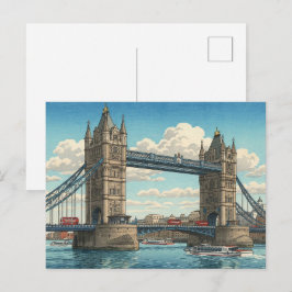 ロンドン・タワーブリッジの浮世絵 ポストカード