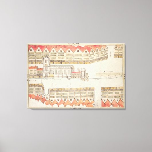 ロンドン，チャプサイドの地図， 1585 キャンバスプリント (正面)