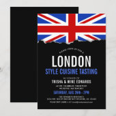 ロンドン テーマの食事 | パーティー フラッグ ご招待 招待状 (正面/裏面)