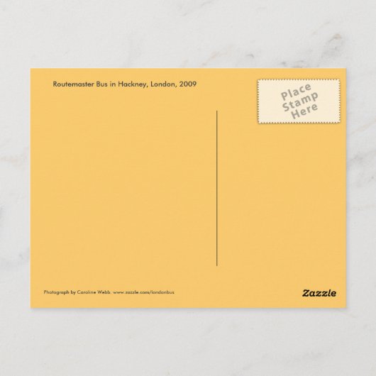 ロンドン・ハクニーのルートマスター・バス ポストカード (裏面)