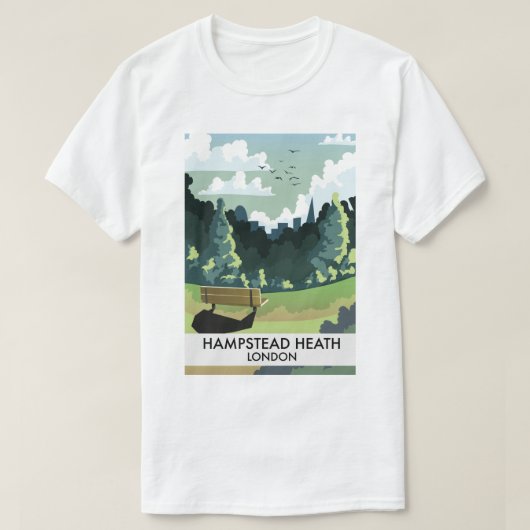 ロンドン ハムステッド・ヒース 旅行ポスター Tシャツ (デザイン正面)