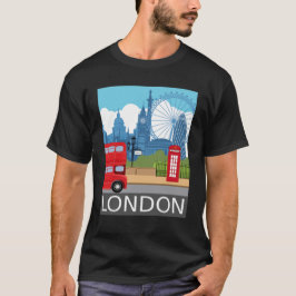 ロンドン ビッグベンのレトロなイコニックなランドマーク Tシャツ