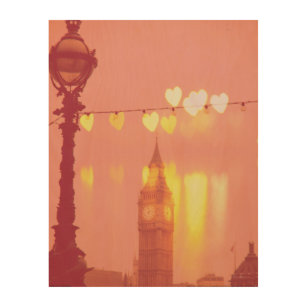 ロンドン ビッグベン写真によってろ過されるNightime ウッドウォールアート