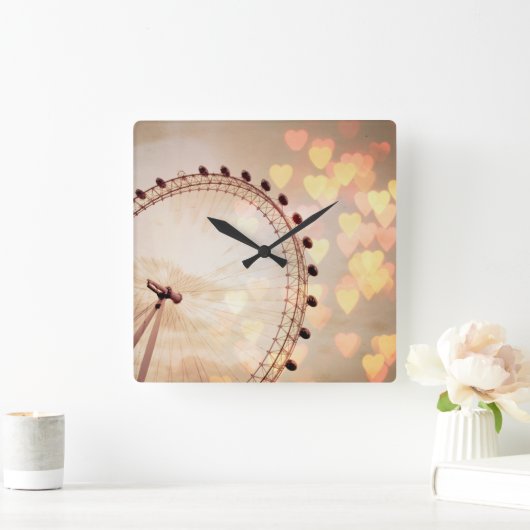 ロンドン|ビッグベン写真によってろ過されるNightime スクエア壁時計 (ホーム)