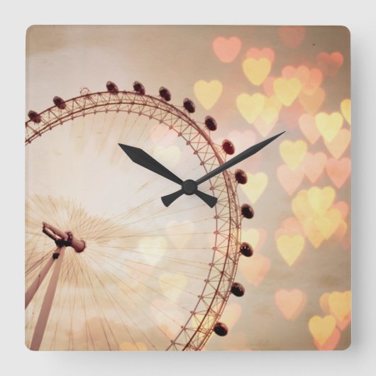 ロンドン|ビッグベン写真によってろ過されるNightime スクエア壁時計 (正面)