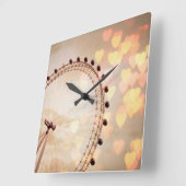 ロンドン|ビッグベン写真によってろ過されるNightime スクエア壁時計 (傾斜)