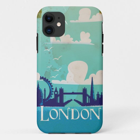 ロンドン ビンテージ 旅行 ポスター Case-Mate iPhoneケース (裏面)