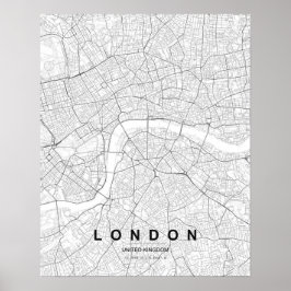 ロンドン・ミニマリストマップ (モノクロ) ポスター