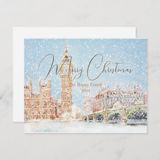 ロンドン・メリークリスマスカードの雪の日 カード (正面/裏面)