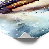 ロンドン – ロンドンのミレニアム・ブリッジ(A)、水彩画 ポスター (角)