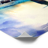 ロンドン – ロンドンのミレニアム・ブリッジ(B)、水彩画 ポスター (角)