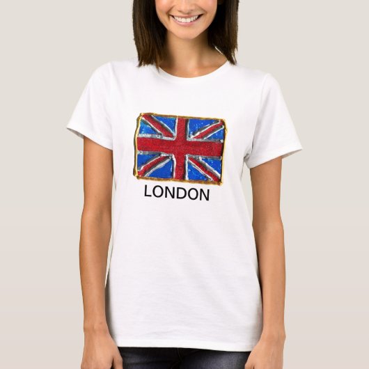 ロンドン-ロンドンのロゴの英国国旗イギリスの旗 Tシャツ (正面)