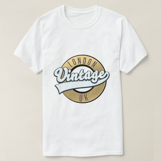ロンドン ヴィンテージ UK レトロ ロゴ. Tシャツ (デザイン正面)