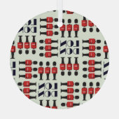 ロンドン、兵士、シームレスなパターン ガラスオーナメント (裏面)