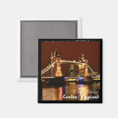 ロンドン – 有名な夜のタワーブリッジ（マグネット） マグネット (正面/裏面)