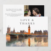 ロンドン 水彩 結婚式 写真 サンキューカード (正面/裏面)