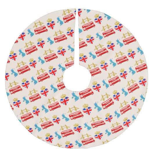 ロンドン、統一されたイギリス、イギリス観光客アイコン ブラッシュドポリエステルツリースカート (正面)