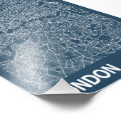 ロンドン – 統一されたキングダムブループリント市の地図 フォトプリント (角)