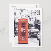 ロンドン、赤い電話ボックス水色 ポストカード (正面/裏面)