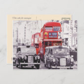 ロンドン、赤バス、黒バス ポストカード (正面/裏面)