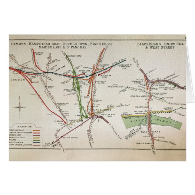 ロンドン、c.1915の輸送の地図 (正面横)