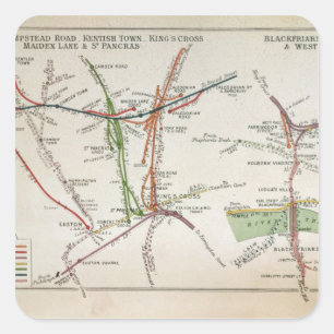 ロンドン、c.1915の輸送の地図 スクエアシール