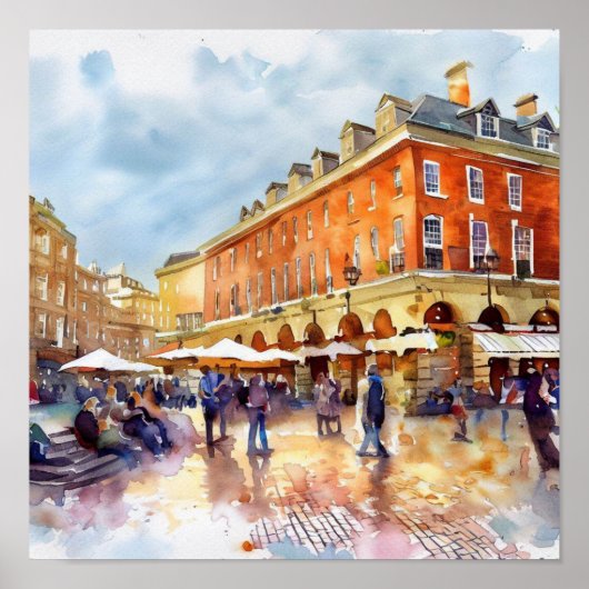 ロンドン – Covent Garden Piazza, (A)，水彩画 ポスター (正面)