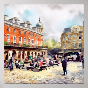 ロンドン – Covent Garden Piazza, (B),水彩画 ポスター