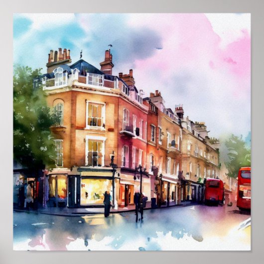 ロンドン – Covent Garden Piazza, (C)，水彩画 ポスター (正面)