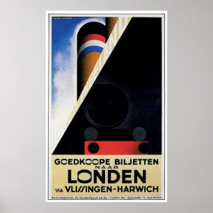 ロンドン/Londen -ヴィンテージの船広告 ポスター