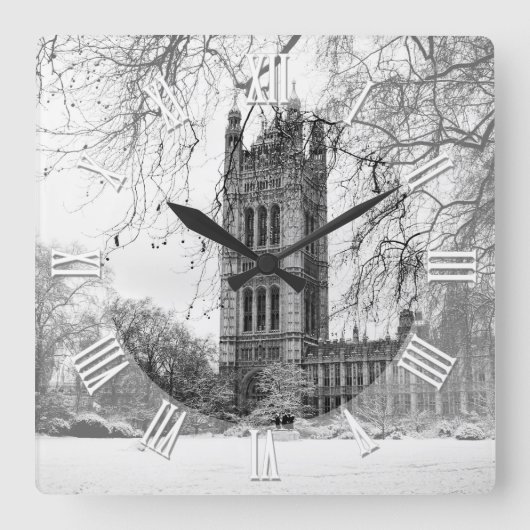 ロンドンin Winter、ウェストミンスター宮殿、議会 スクエア壁時計 (正面)