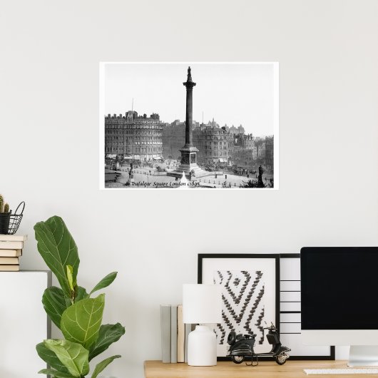 ロンドンU.K.通りシーンc1895、トラファルガースクエア ポスター (ホームオフィス)