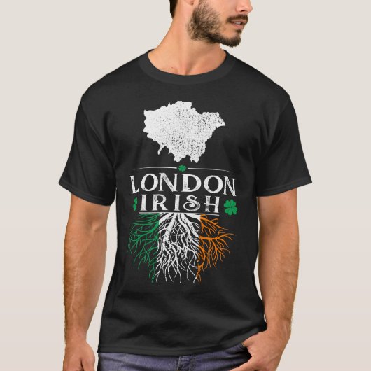 ロンドンUKシティアイリッシュルーツセントパトリックデー Tシャツ (正面)