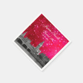 ロンドンUKスカイラインホットピンク赤いハートスウィート16 スタンダードカクテルナプキン (角)