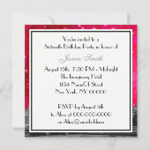 ロンドンUKスカイラインホットピンク赤いハートスウィート16 招待状 (裏面)