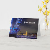 ロンドンUKナイトランドスケープLondon Eye View カード (黄色い花)