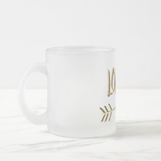 ロンドンUKラブ金ゴールドタイポグラフィエレガント文字 フロストグラスマグカップ (左)