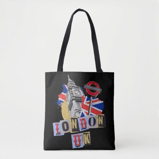 ロンドンUKレトロスタイルデザイン トートバッグ (正面)