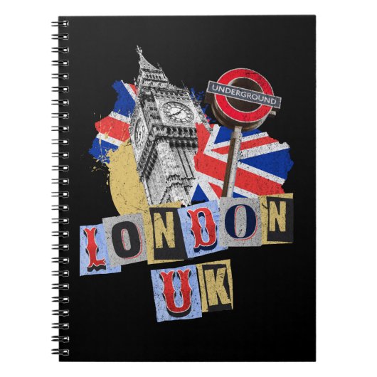 ロンドンUKレトロスタイルデザイン ノートブック (正面)