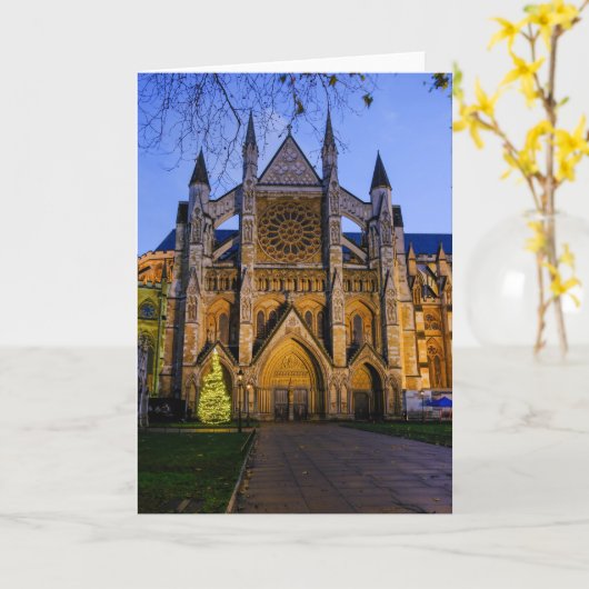 ロンドンUK、ウェストミンスター寺院でのクリスマスライト カード (黄色い花)