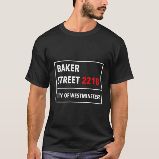 ロンドンUk W1通りSの221B-通りベイカースタイル Tシャツ (正面)